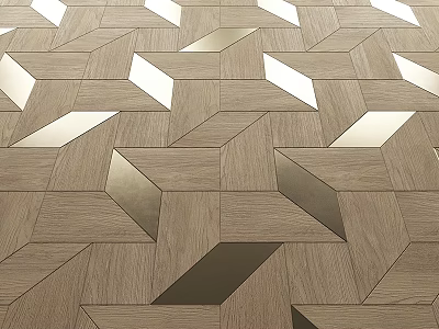 Geometric Decorative Components Featuring Wooden And Metallic Elements In Floor Pattern 3d model