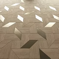 Geometric Decorative Components Featuring Wooden And Metallic Elements In Floor Pattern