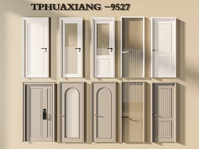 Various Swing Door Designs With Glass Panels And Color Options For Home 3d model