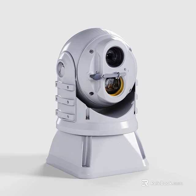 White Spherical Security Camera With High Definition Lens And Square Base 3d model 