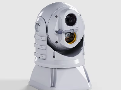 White Spherical Security Camera With High Definition Lens And Square Base 3d model