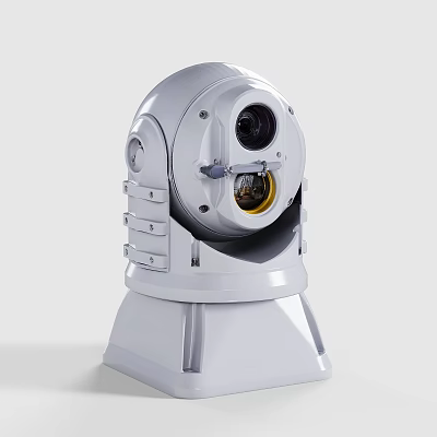 White Spherical Security Camera With High Definition Lens And Square Base 3d model