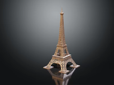Detailed Eiffel Tower Miniature Model Display With Reflection On Dark Background 3d model Detailed Eiffel Tower Miniature Model Display With Reflection On Dark Background 3d model