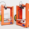 Orange Open Frame 3D Printers Office Appliances With Yellow Filament And Control Panel 3d model