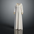 White Long Sleeve Maxi Dress With Simple Design And Elegant Silhouette