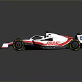 HAAS Formula One Racing Car White Red Aerodynamic Design With Black Tires Sleek Livery