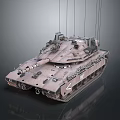Modern Combat Military Tank With Camouflage Paint Tracks Cannon And Armored Equipment