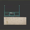 Subway Station Entrance Building With Green Structure Staircase Metal Railings And Billboard