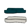Modern Curved Multi Person Sofa In Teal And Beige Upholstered Design 3d model