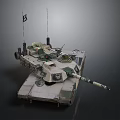 Military Combat Tank With Camouflage Turret Cannon Antenna And Flag