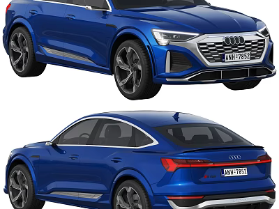 Blue Audi SUV Front And Rear Exterior Views 3d model