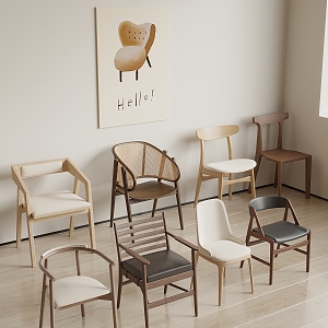 Nordic Dining Chair Single Chair 3d model