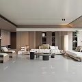 Spacious Modern Living Room Interior With White Sofa Wooden Elements And Floor to Ceiling Windows