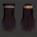Two Black Wigs With Decorative Headbands One White Striped And One Patterned