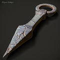 Handcrafted Metallic Dagger Weapon With Ring Pommel And Textured Blade