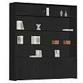 Modern Black Bookcase With Open Shelves Books Decorative Items And Cabinet Doors