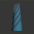 Cartoon Scene Featuring Spiral Structure With Glowing Blue Black Layers And Shiny Surface In Futuristic Setting