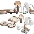 Modern Minimalist Decorative Ornament Set With Trays Bottles Candles Bird And Loop Shaped Decor