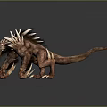 3D Rendered Ferocious Brown Monster Character With Sharp Spikes And Clawed Limbs