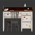 Kids Study Desk With Wooden Top Chair Stickers Table Lamp And Stationery
