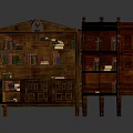 Antique Wooden Bookcases With Ornate Carved Details Filled With Books And Storage Cabinets