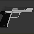 Modern Tactical Pistol with Black Textured Grip and Silver Metal Frame