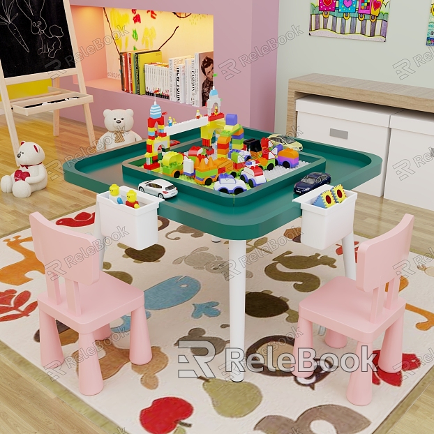 Building block table multi-functional children's boys and girls educational assembled toy table game suit treasure large wooden suit model