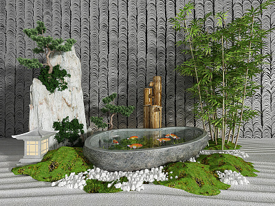 New Chinese gardening sketch gardening sketch rockery waterscape 3d model