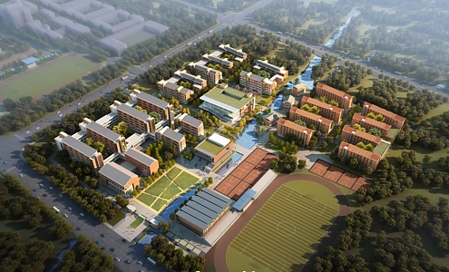 Modern School Campus 3d model