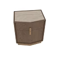 Modern Wooden Bedside Table With Vertical Ribbed Design And Gold Handle 3d model