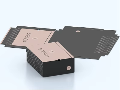 Lifestyle Product Packaging Boxes With Black And Rose Gold Minimalist Geometric Patterns 3d model