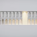 Elegant Modern Living Room White Wall With Illuminated Wall Lamp And Arched Decor Design