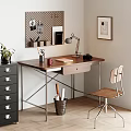 Modern Desk and Chair Combination Desk Lamp 3d model