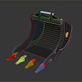 Heavy Duty Functional Vehicle Excavator Bucket With Black Body Red Tines And Logo