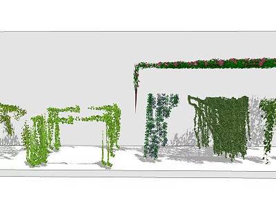Decorative Bonsai Potted Plants With Green Vines And Hanging Foliage Designs 3d model