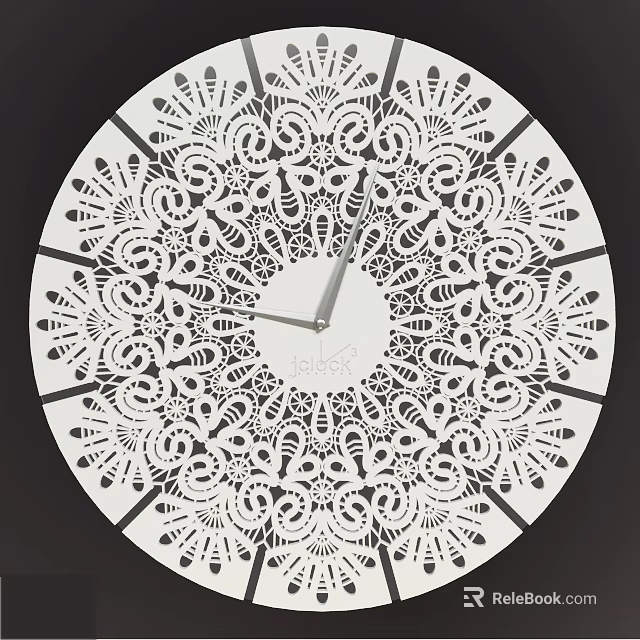 Minimalist Black White Wall Clock With Laser Cut Lace Patterns For Home Decoration 3d model 