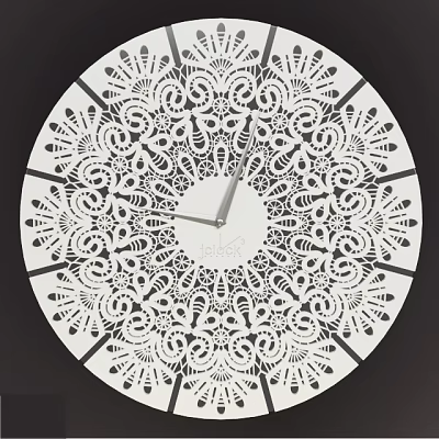 Minimalist Black White Wall Clock With Laser Cut Lace Patterns For Home Decoration 3d model