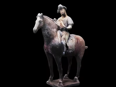 Traditional Ancient Style Horse Rider Terracotta Figurine Home Ornament Decoration Set 3d model