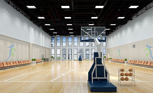 modern basketball hall basketball court 3d model