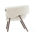 Modern Beige Armchair With Soft Textured Fabric Rounded Armrests And Wooden Legs