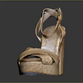 Stylish Golden High Heel Sandals with Crisscross Straps Block Heel and Platform Sole Design