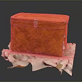 Orange Woven Wicker Storage Box With Decorative Design For Home Organization