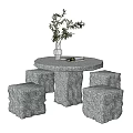 Modern outdoor table and chair stone table and chair combination 3d model
