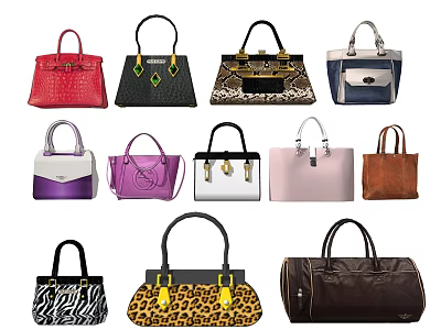 Fashionable Women's Handbags Collection with Diverse Colors Patterns and Stylish Designs 3d model
