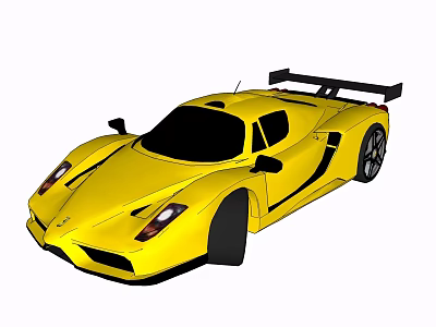 Yellow Sports Car With Race Inspired Rear Wing And Streamlined Aerodynamic Design 3d model