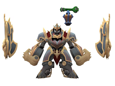 Fantasy Game and Movie Character Design With Armored Body Shields and Green Weapon 3d model