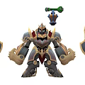 Fantasy Game and Movie Character Design With Armored Body Shields and Green Weapon
