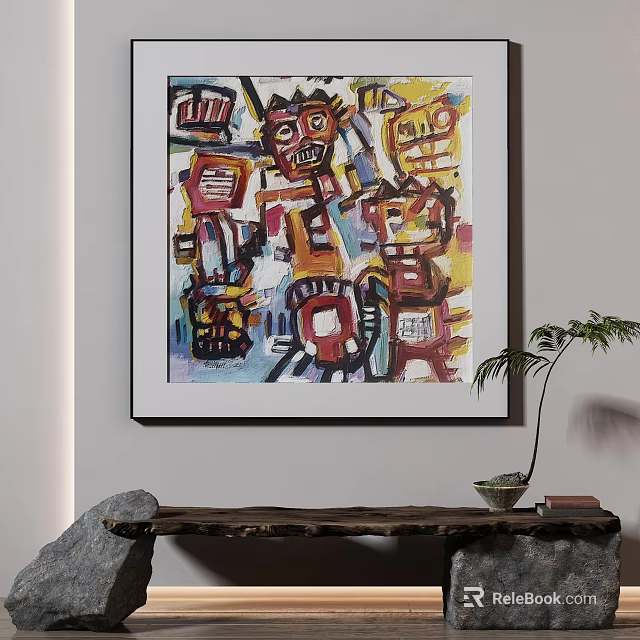 Abstract Painting Colorful Artwork For Wall Decor 3d model