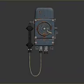 Vintage Blue Rusty Computer Modem With Rotary Dial And Cable On Dark Background 3d model