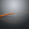 Vintage Rifle With Wooden Stock Metal Barrel And Tripod Stand Design